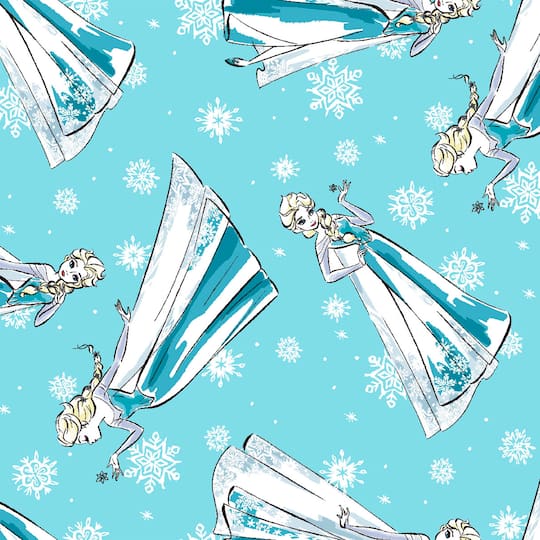 Disney® Sketch Elsa Blue Quilting Cotton Fabric